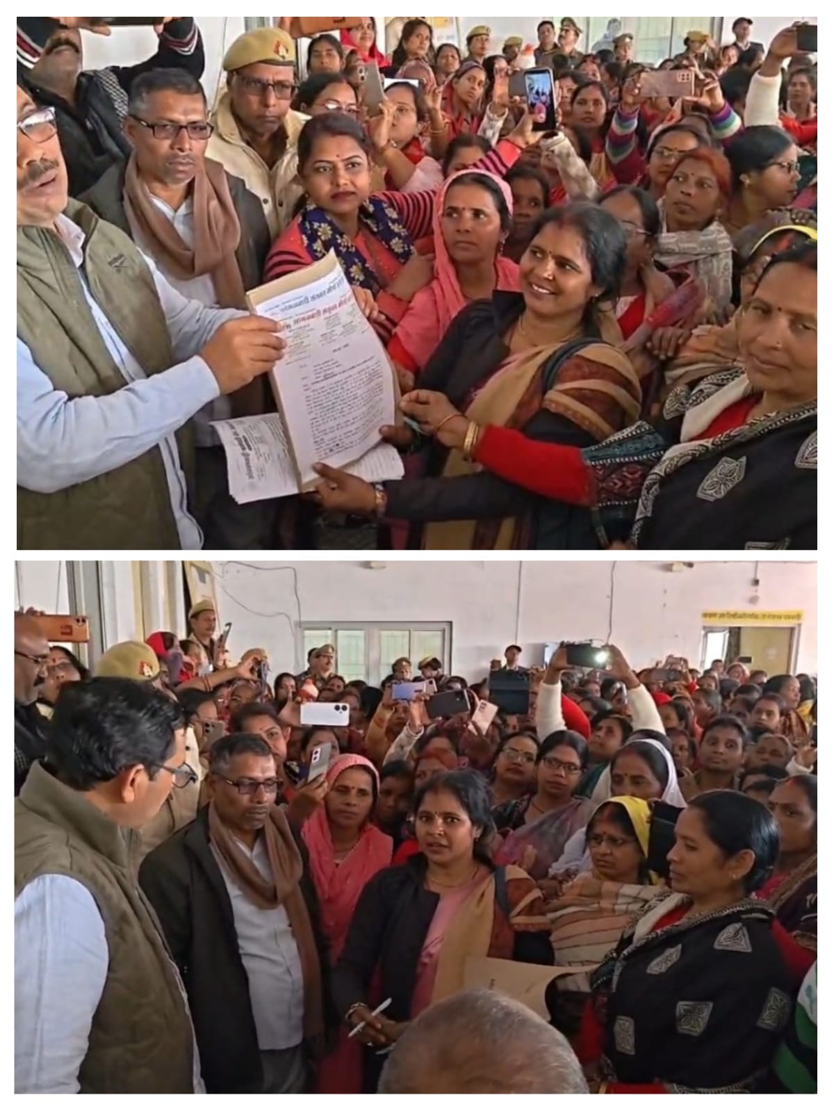 कलेक्ट्रेट में आंगनबाड़ी कार्यकर्ताओं का जोरदार प्रदर्शन