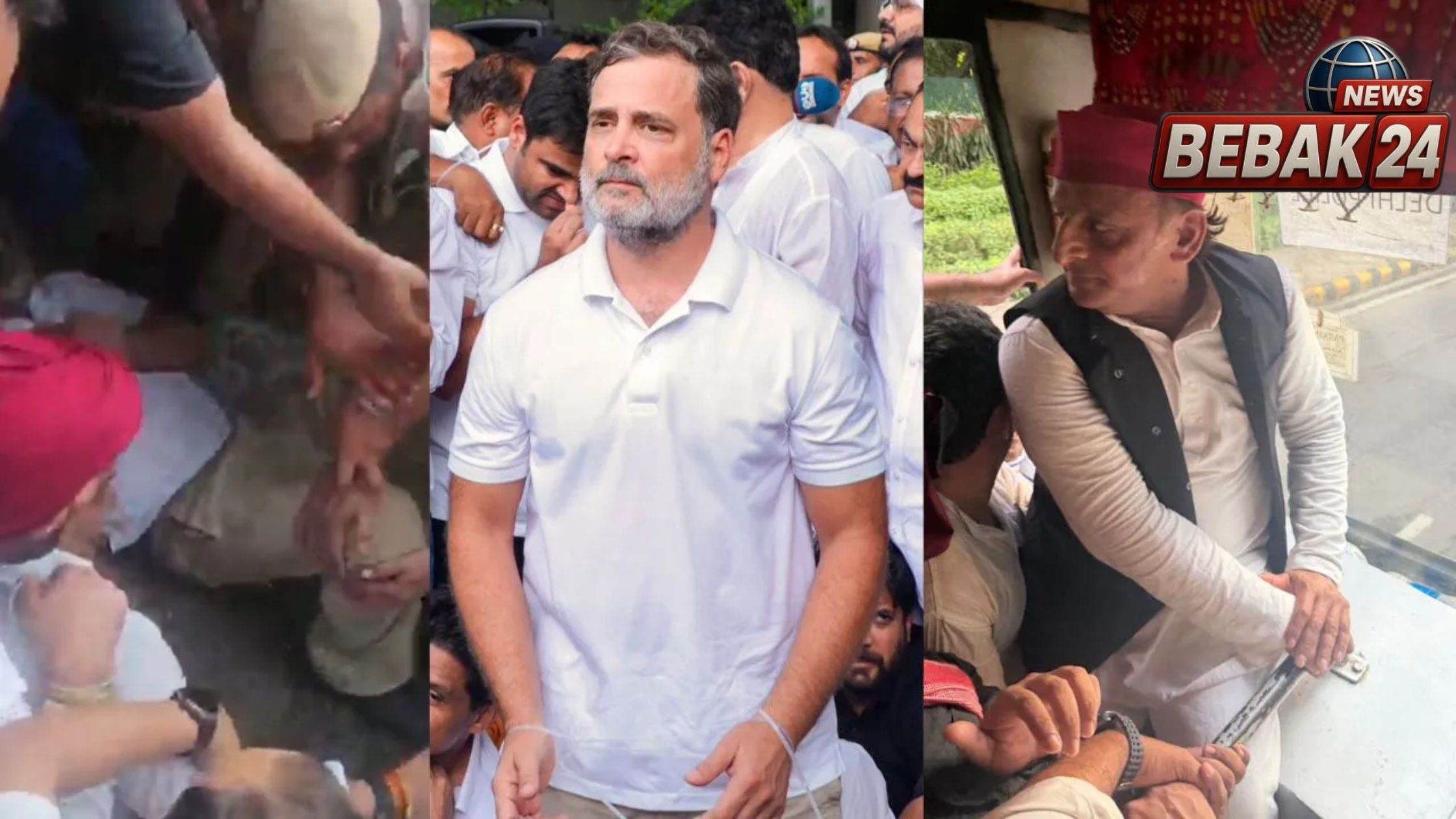 7 लोक कल्याण मार्ग पर पुलिस की बड़ी कार्रवाई! राहुल-अखिलेश हिरासत में, डिटेन करने के दौरान राहुल गांधी की नाक से बहा खून; जितेंद्र सिंह बोले&mdash; "वादे से मुकरे राहुल"